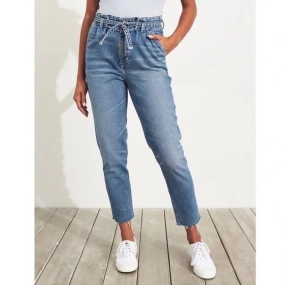 HOLLISTER Paper-Bag Waist Vintage Stretch Ultra High Rise Mom Jeans P5312 - Picture 1 of 11